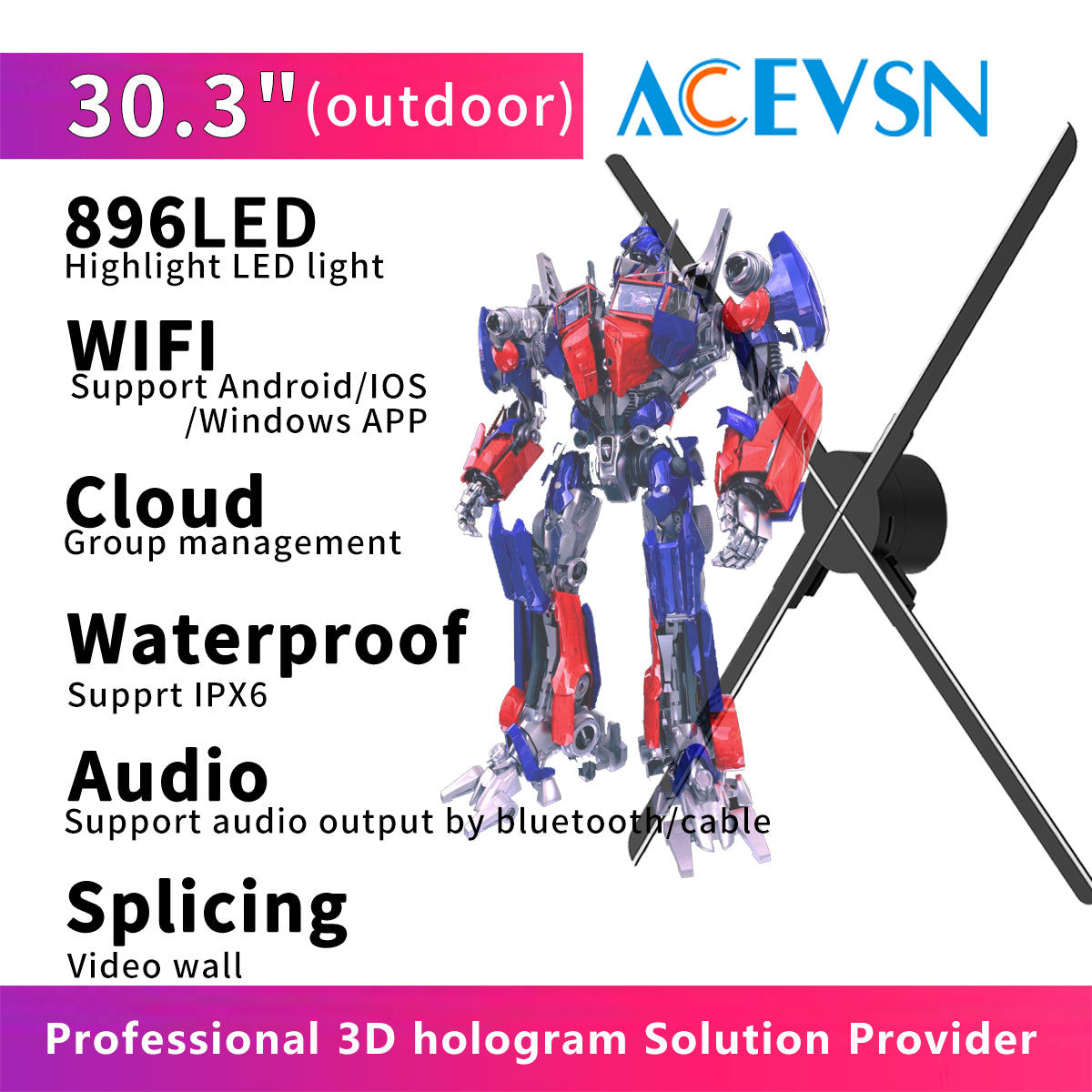 30.3 Inch IPX6 Waterproof 3D Hologram Fan Display | Outdoor Advertising Display