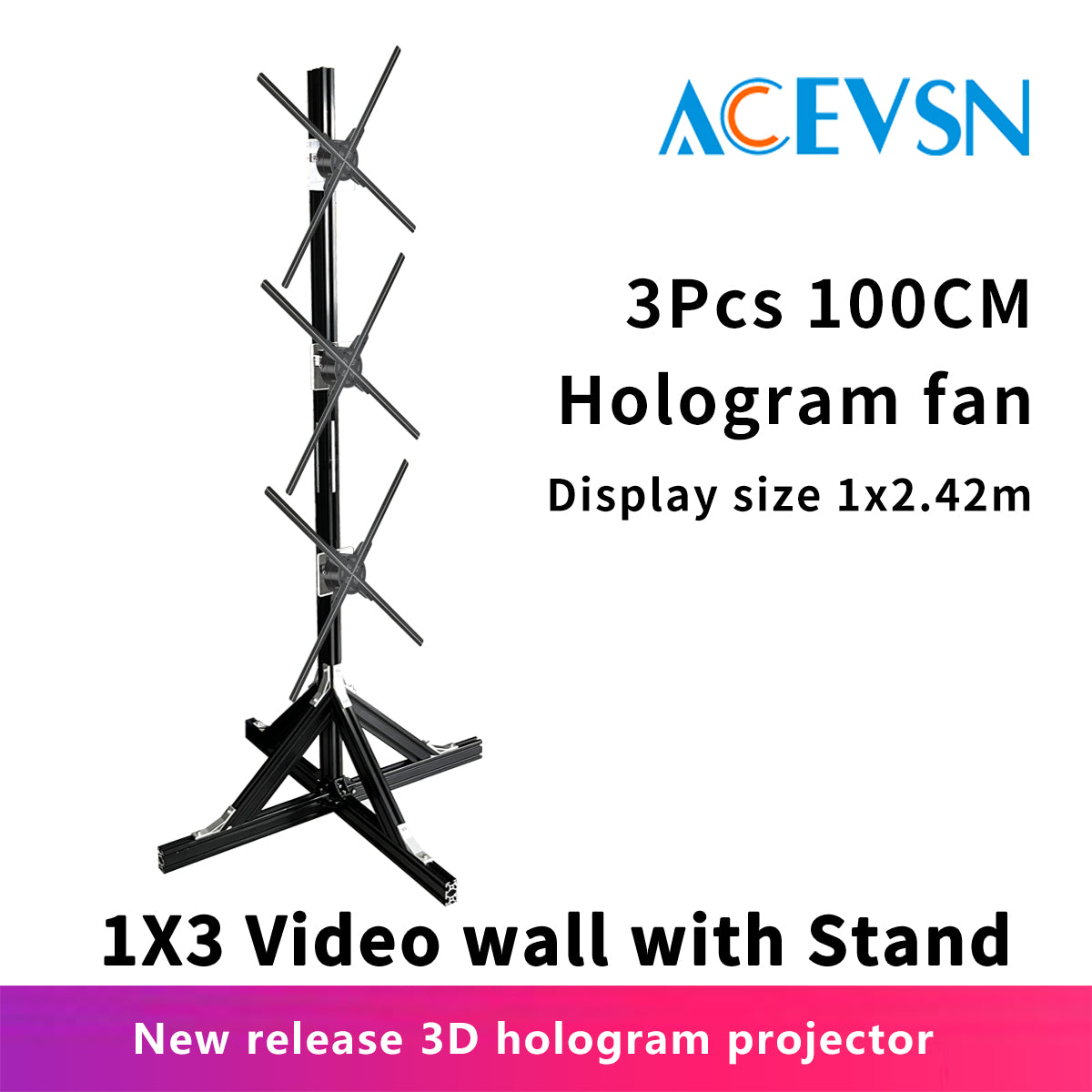 65cm/72cm/77cm/100cm Human-Size 1×3 Holographic Video Wall Display