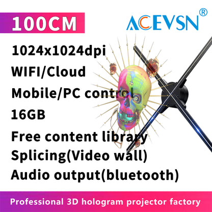65CM–100CM 4K WiFi Holographic Advertising Display with Custom Logo