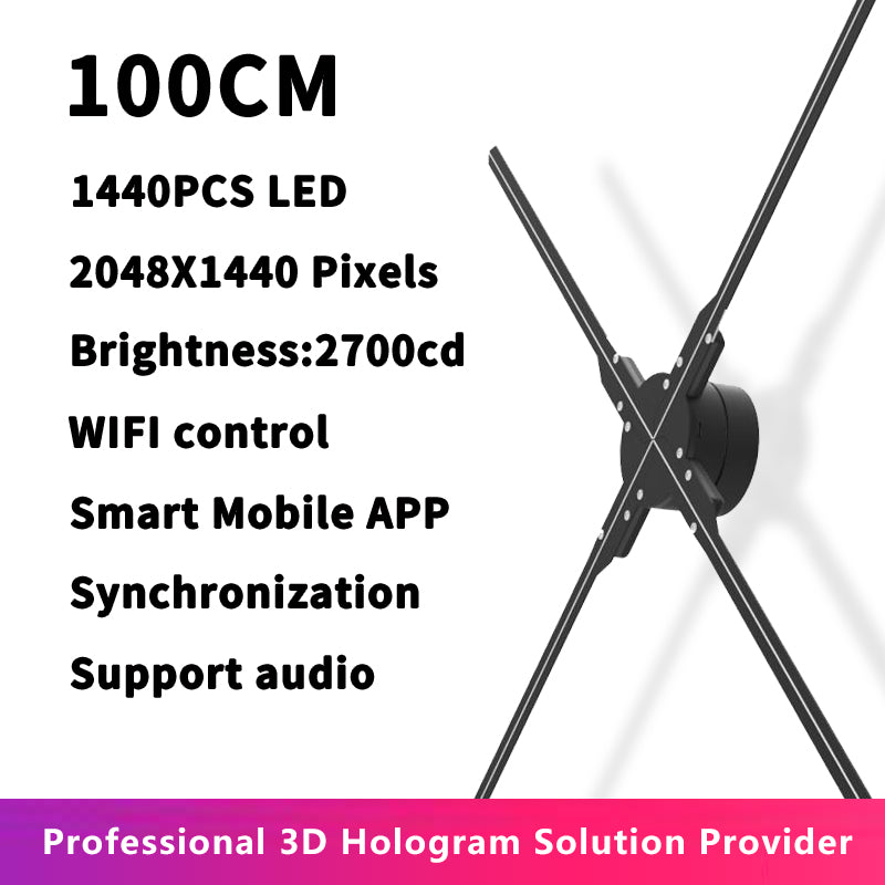 100CM 1440 LEDs 3D Hologram Fan Display – High-Resolution Holographic Advertising Projector