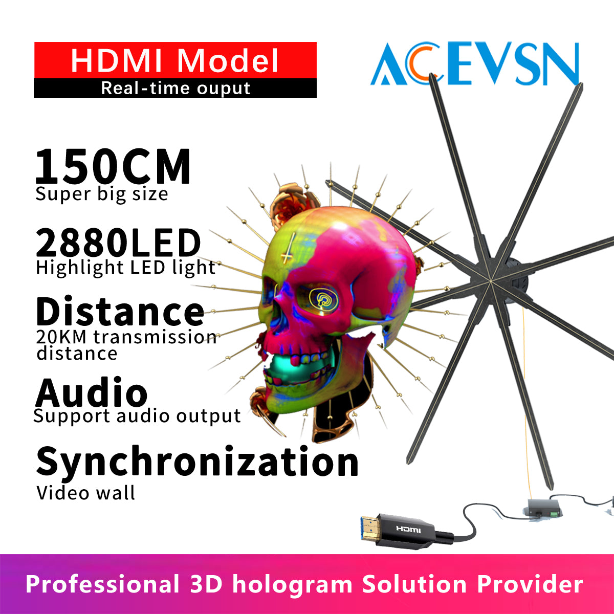 ACEVSN 150CM HDMI real-time holographic display for live events and stage shows