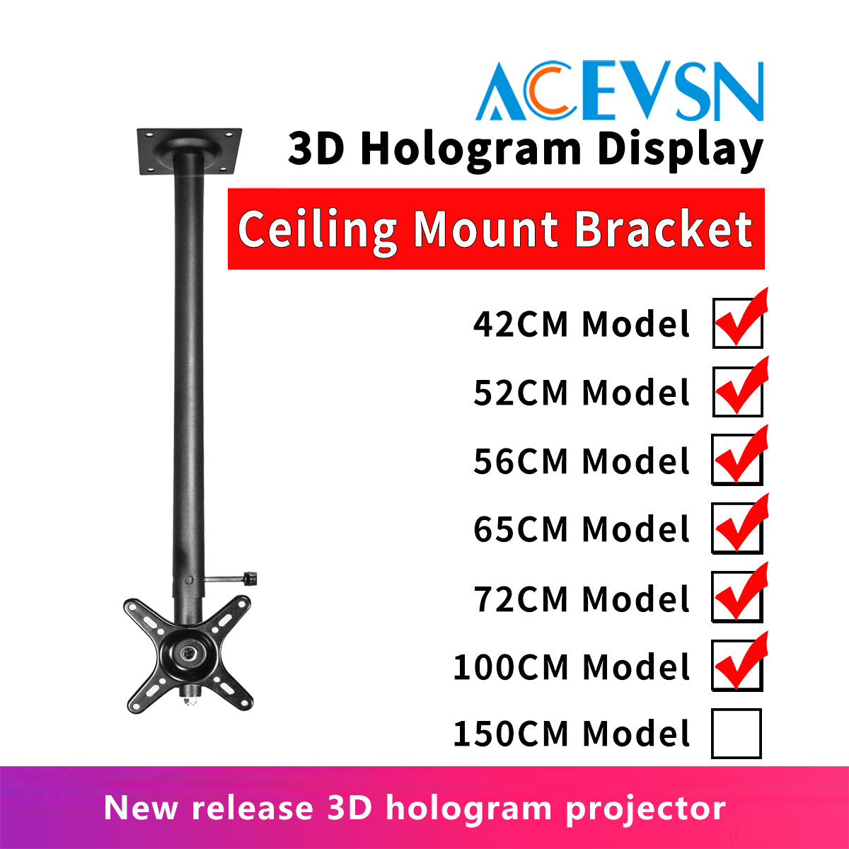 ACEVSN adjustable ceiling mount bracket for 42CM to 100CM holographic display installation