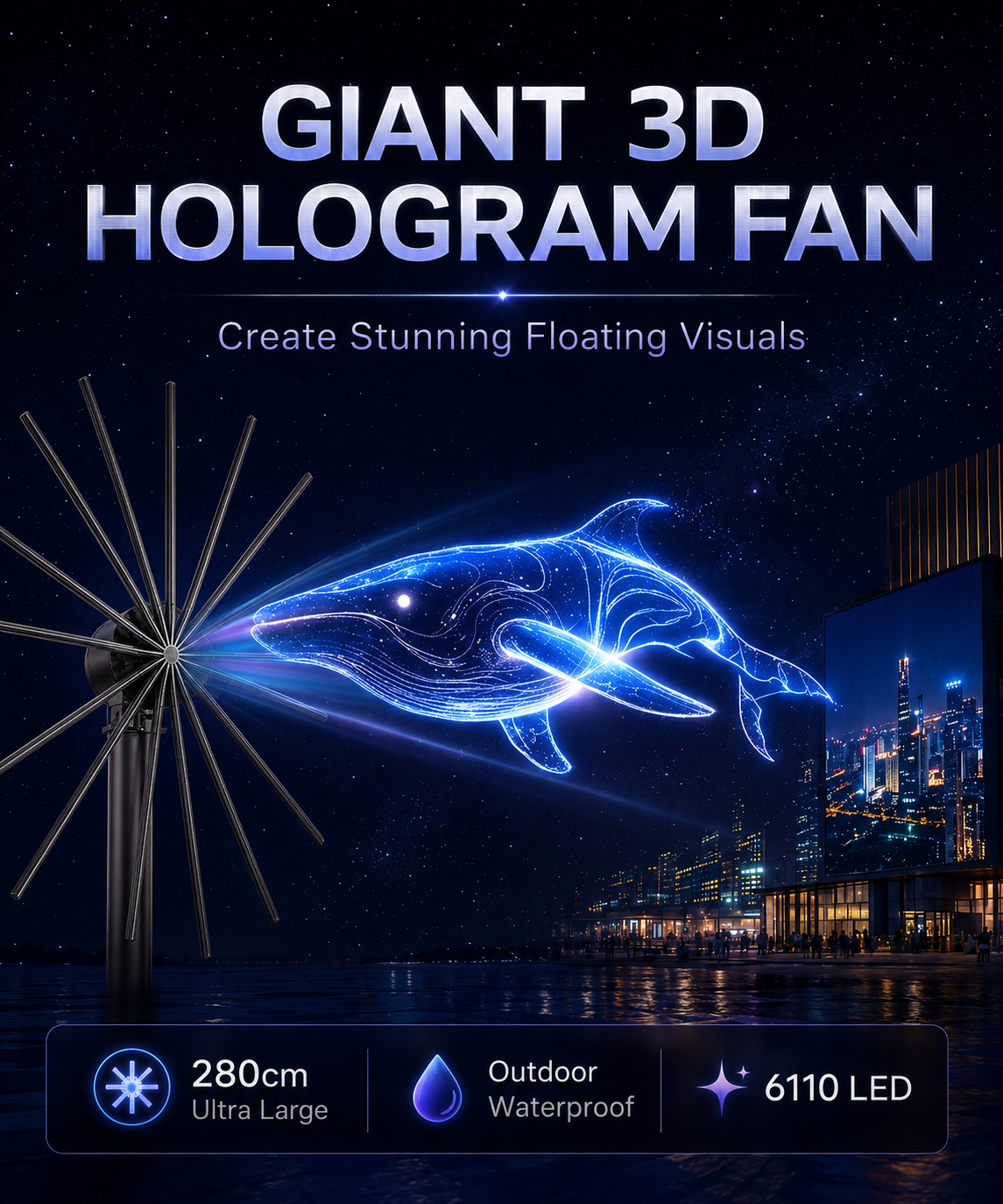 ACEVSN 280CM outdoor waterproof holographic advertising display for outdoor promotion