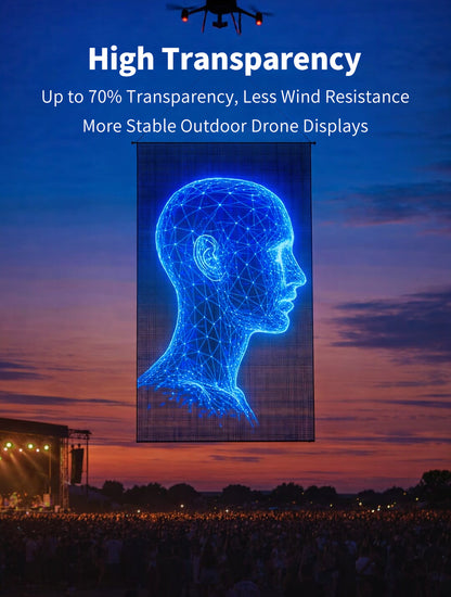P15/P20 LED Mesh Display Screen | Foldable Drone Show LED Display for Outdoor Events & Advertising