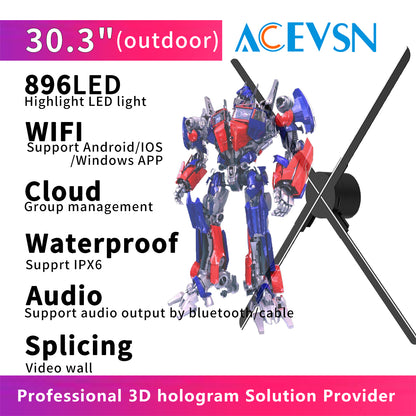 30.3 Inch IPX6 Waterproof 3D Hologram Fan Display | Outdoor Advertising Display