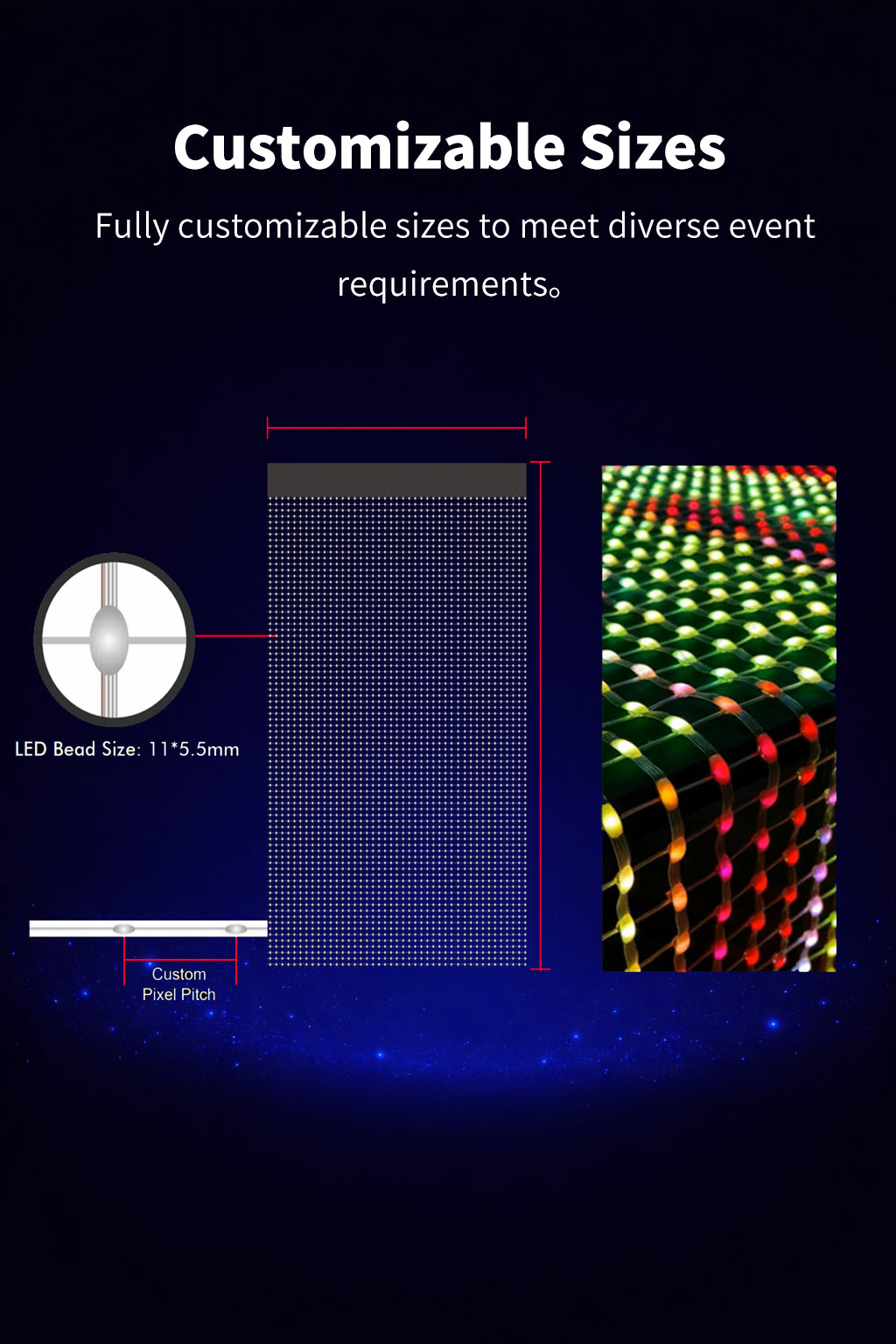 P15/P20 LED Mesh Display Screen | Foldable Drone Show LED Display for Outdoor Events & Advertising