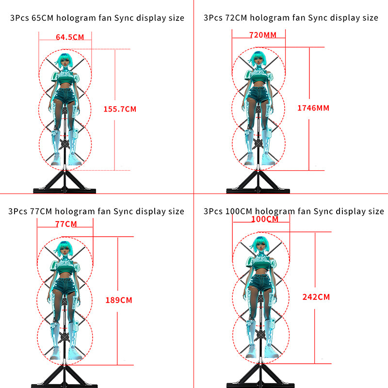 65cm/72cm/77cm/100cm Human-Size 1×3 Holographic Video Wall Display