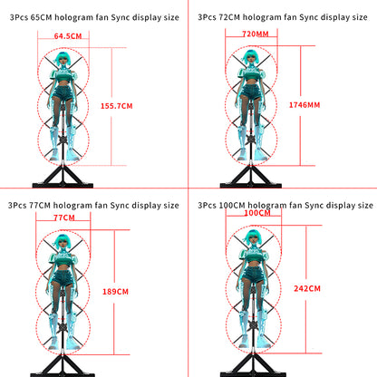65cm/72cm/77cm/100cm Human-Size 1×3 Holographic Video Wall Display