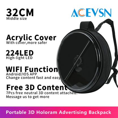32CM Portable Backpack Holographic Display for Mobile Advertising