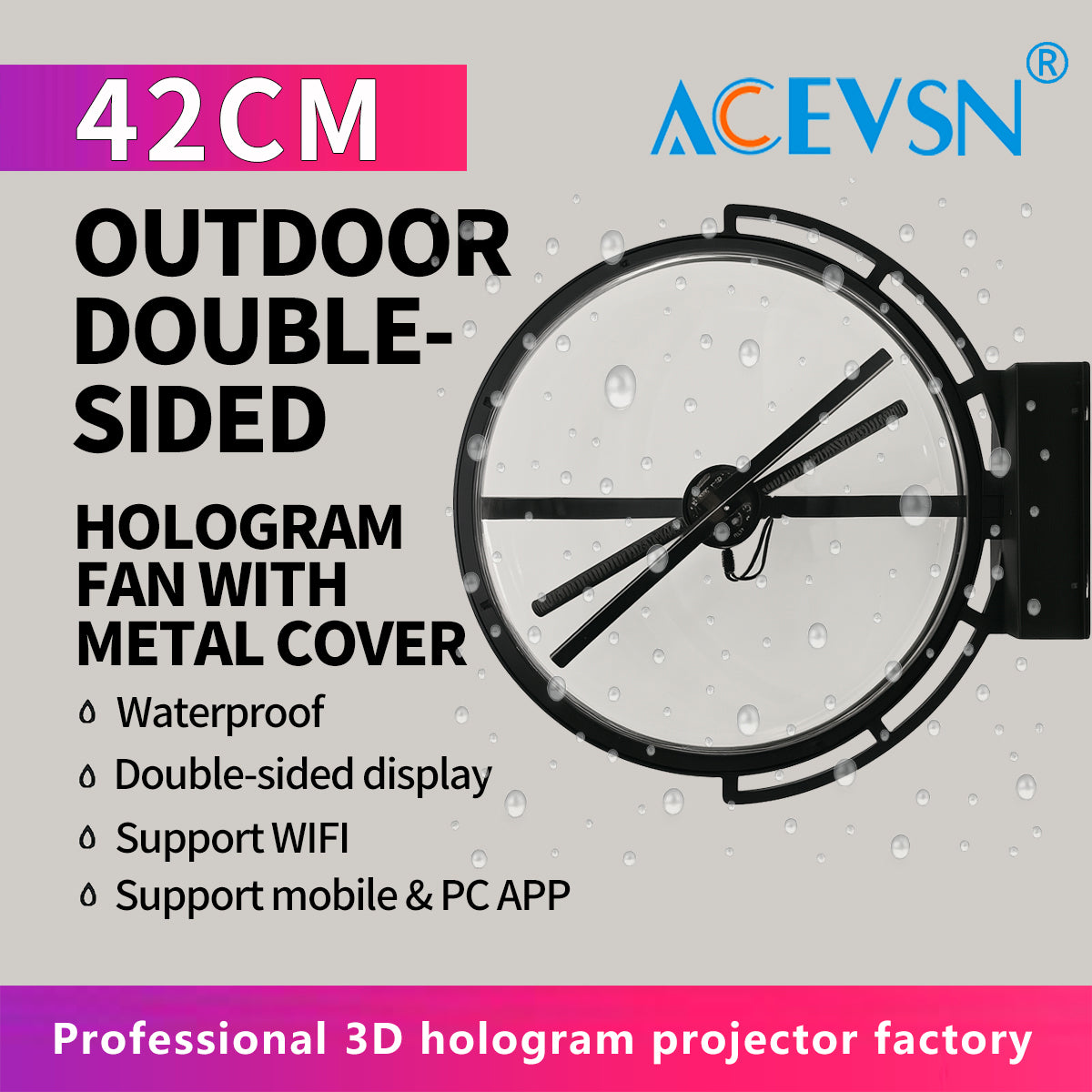 42cm Double-Sided Outdoor 3D Hologram Fan for Shopping mall and Store Advertising