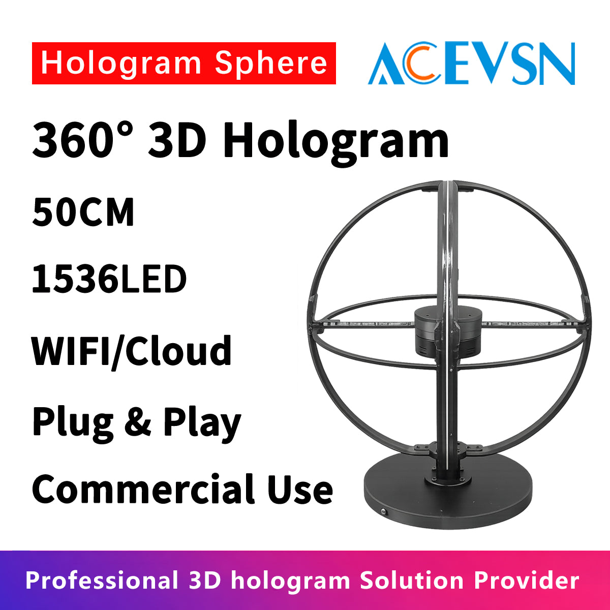 ACEVSN 50cm LED holographic sphere display for retail stores and events
