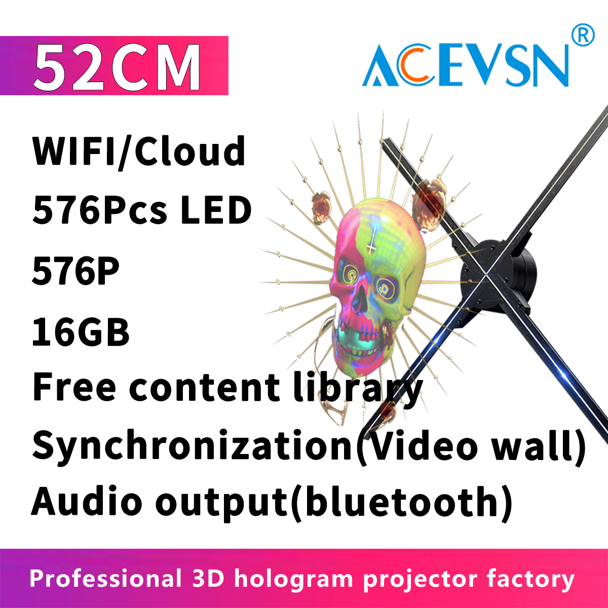 42-65cm Custom Logo LED Holographic Fan Display