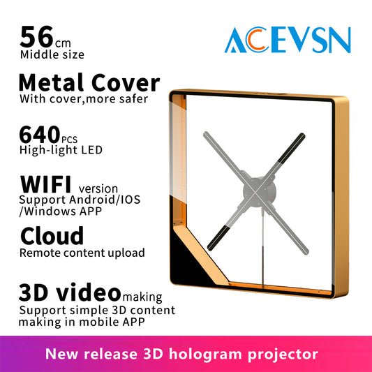 ACEVSN 56CM WiFi holographic advertising fan with metal cover for commercial display