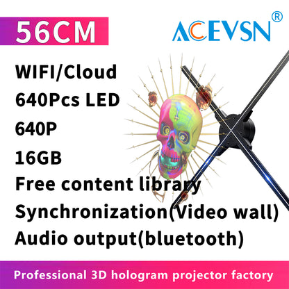 42-65cm Custom Logo LED Holographic Fan Display