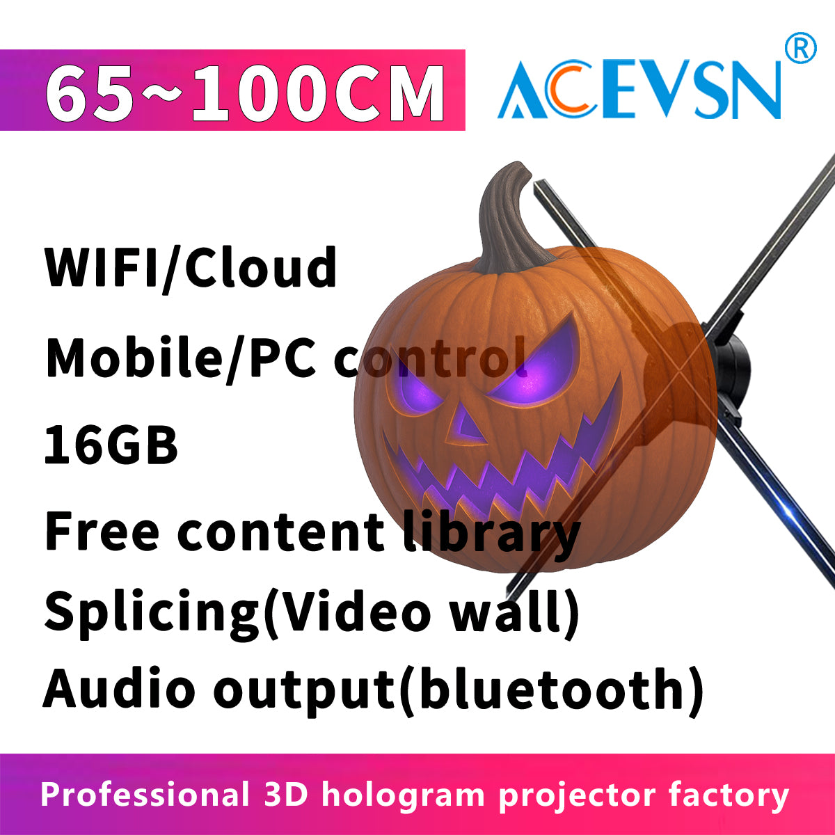 65CM–100CM 4K WiFi Holographic Advertising Display with Custom Logo