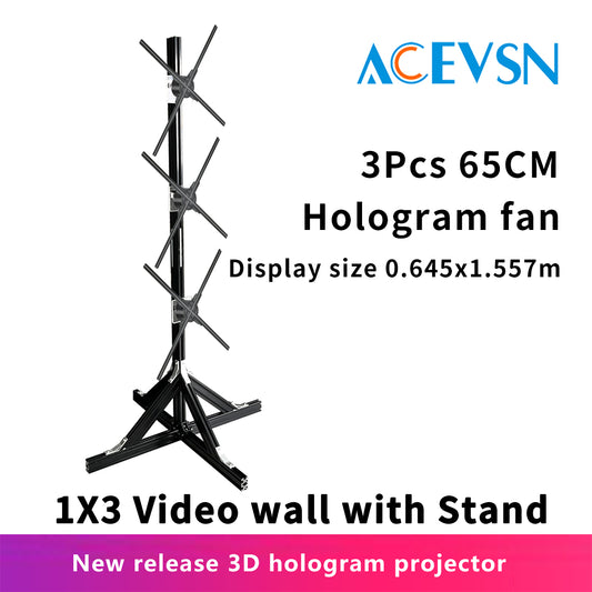 ACEVSN human-size 1×3 holographic video wall display with 65CM 72CM 77CM and 100CM models