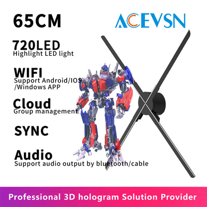65CM WiFi LED Hologram Fan Display with 720 / 1280 LEDs