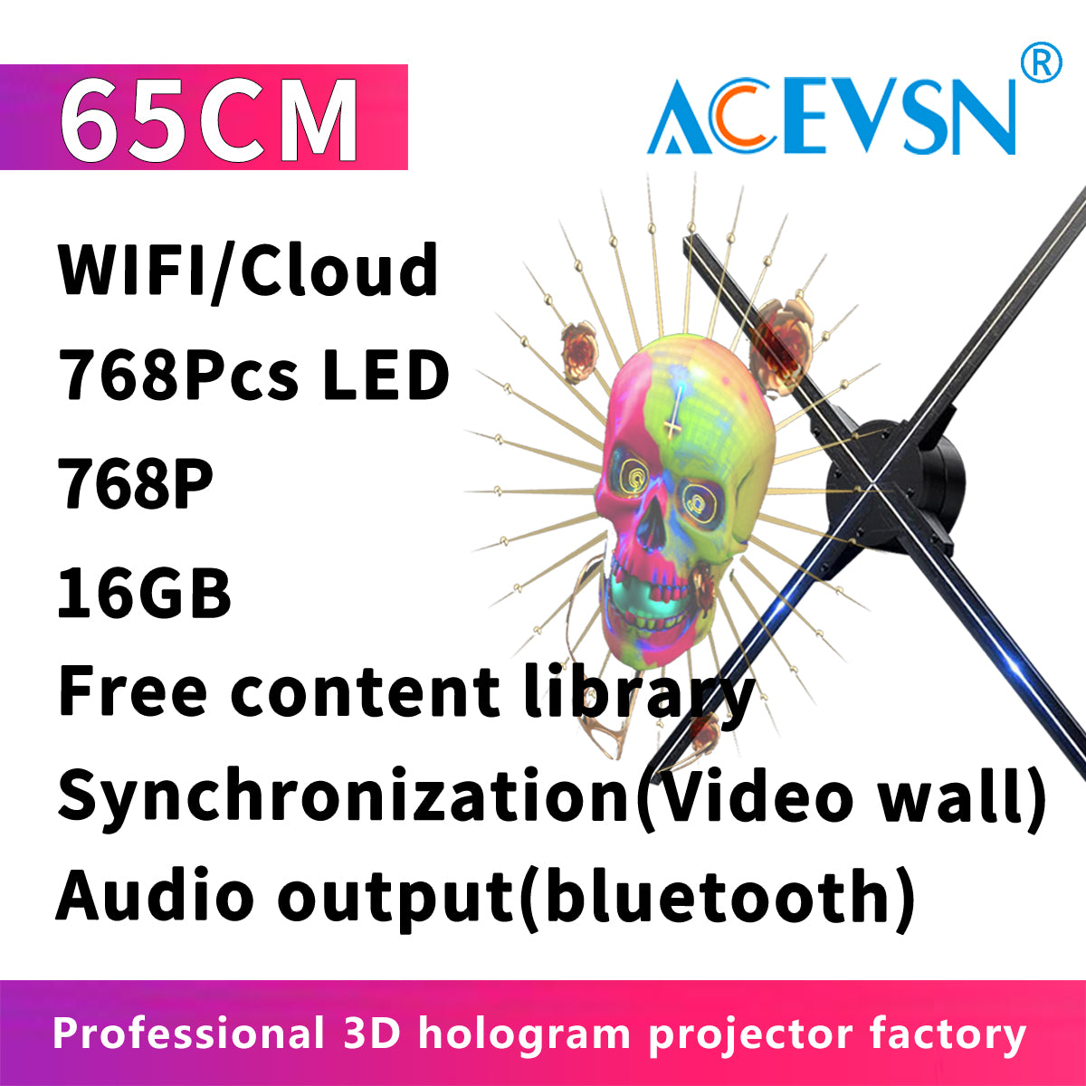 42-65cm Custom Logo LED Holographic Fan Display