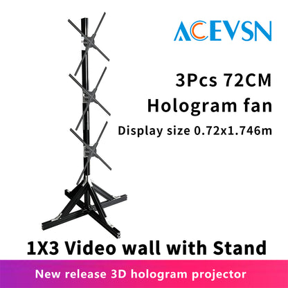 65cm/72cm/77cm/100cm Human-Size 1×3 Holographic Video Wall Display
