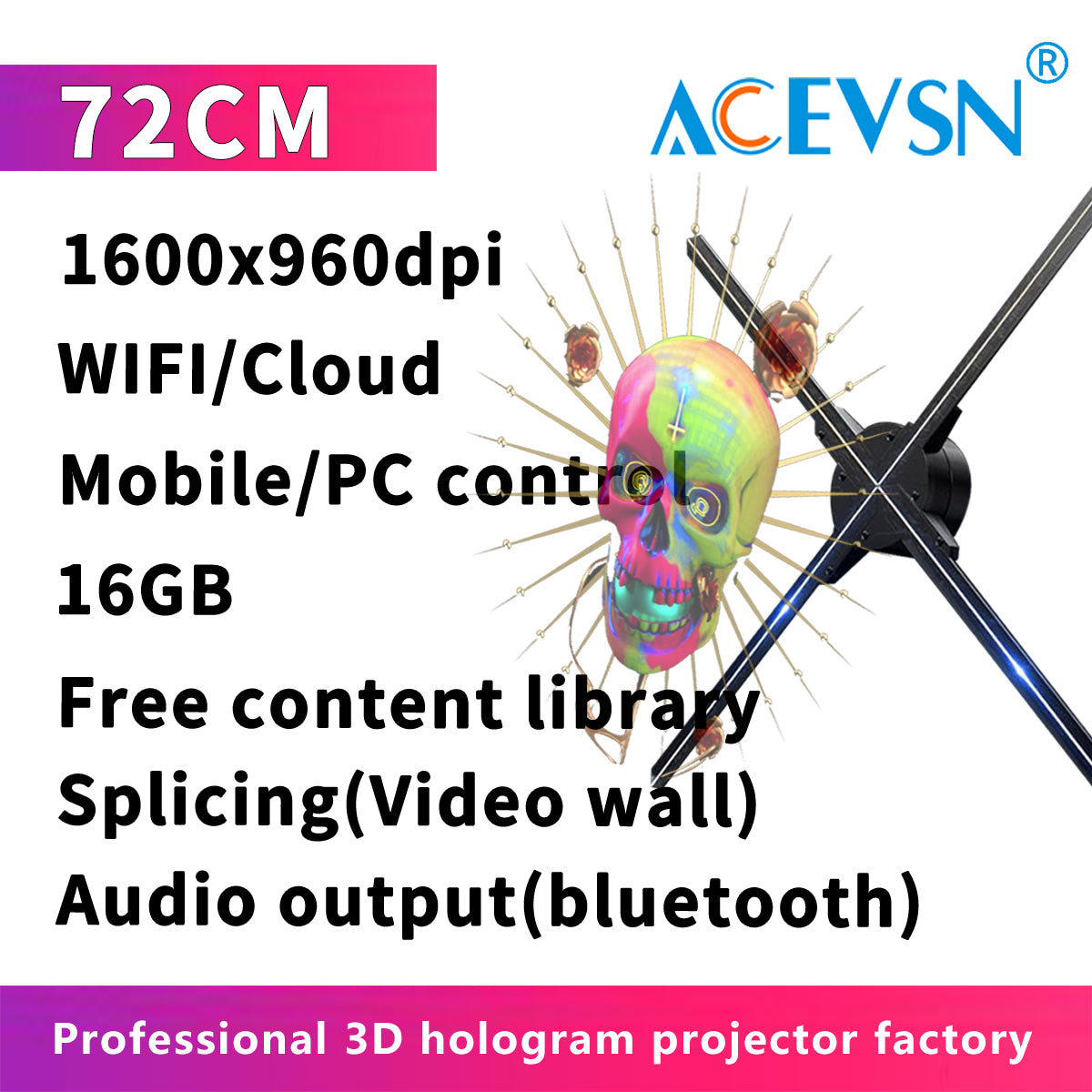 65CM–100CM 4K WiFi Holographic Advertising Display with Custom Logo