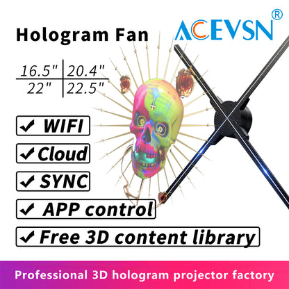 42-65cm Custom Logo LED Holographic Fan Display