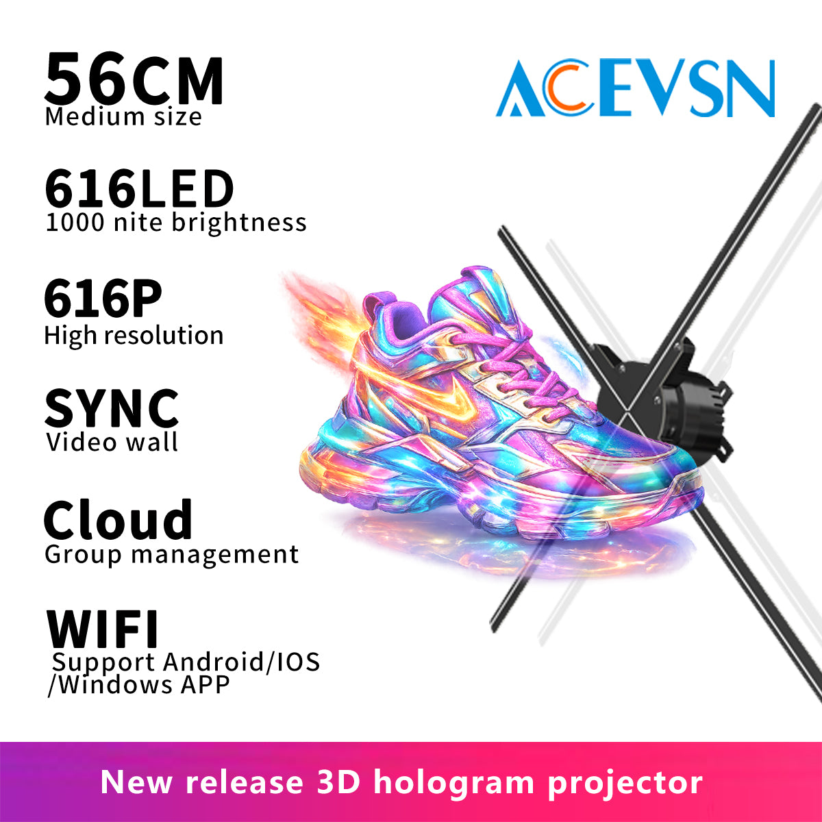 ACEVSN 56CM WiFi LED hologram fan display for commercial advertising